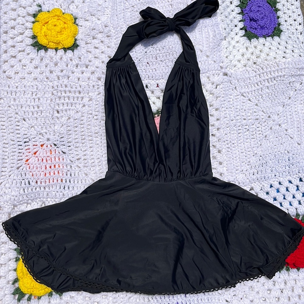 Vintage one piece skirt swimsuit